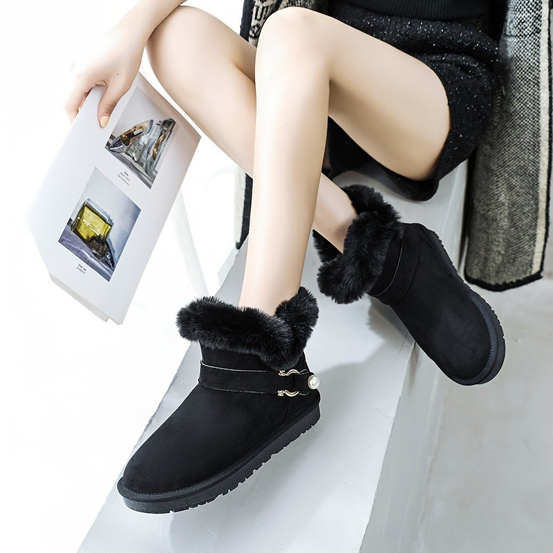 Women's Winter Snow Boots Slip On Ankle High Thermal Shoes