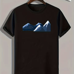 Snow Mountain Print Comfy Tee For Outdoor Summer