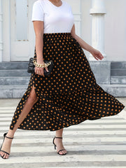  Casual Skirt Women's Plus Dot Print Smock Maxi Skirt