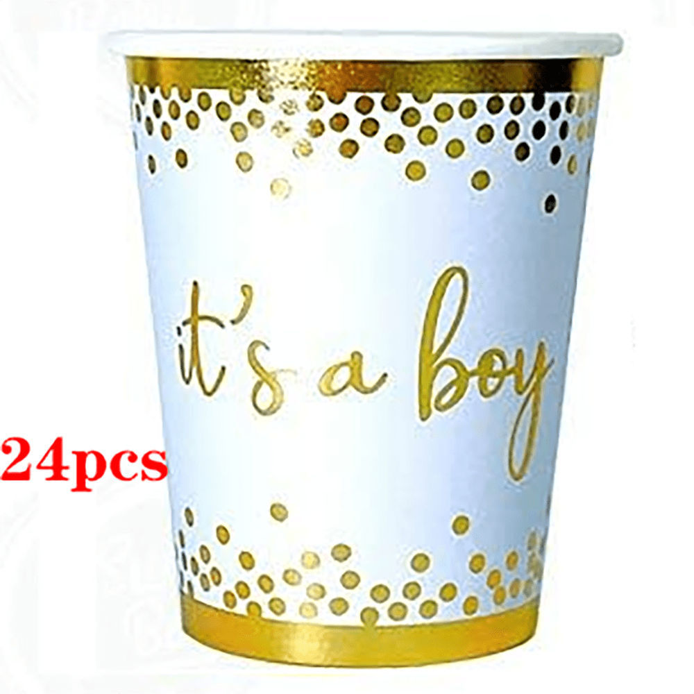 24pcs It's A Boy Baby Shower Tableware Set Gender Reveal Party Supplies