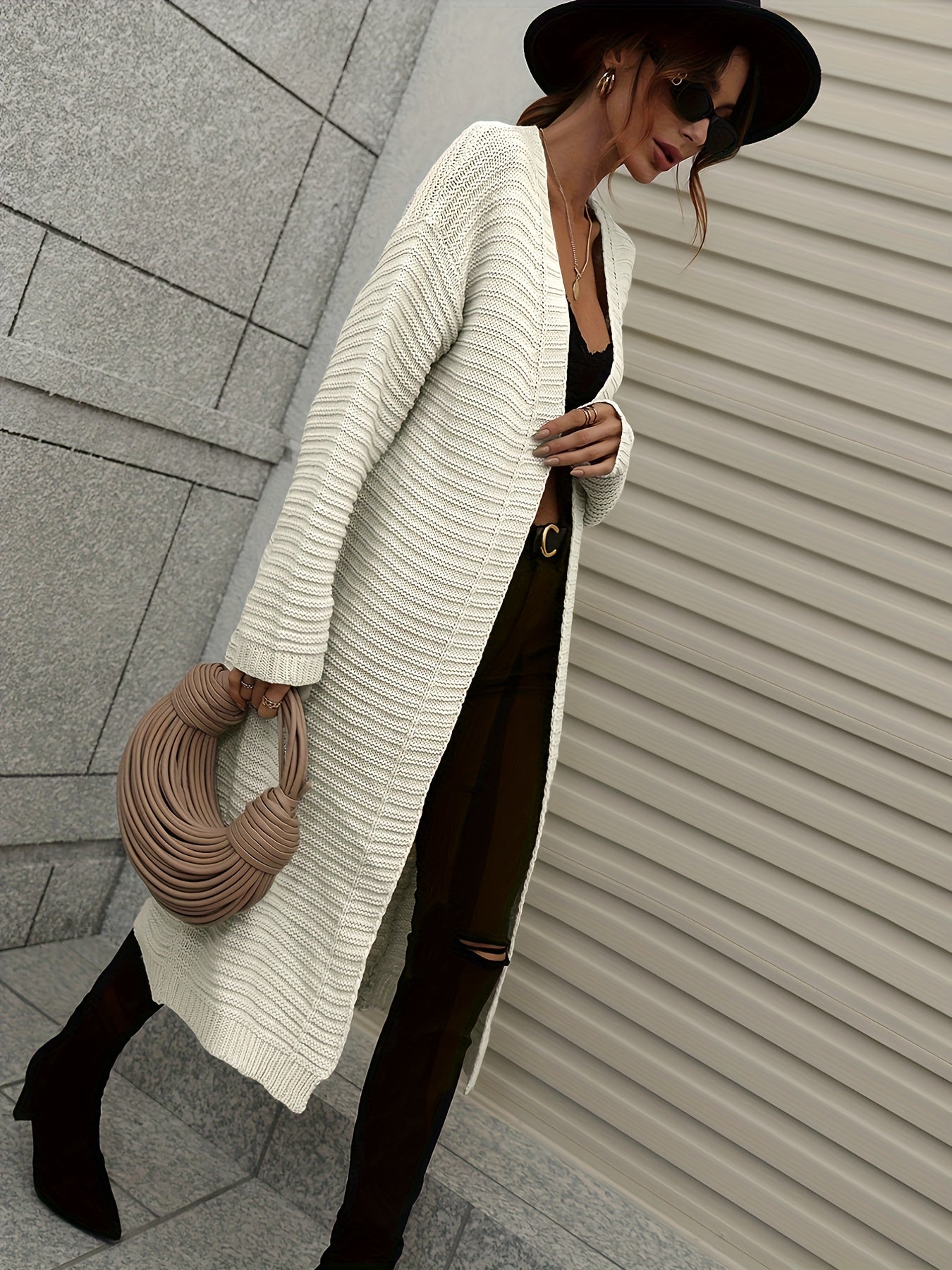  Open Front Long Sleeve Cardigan