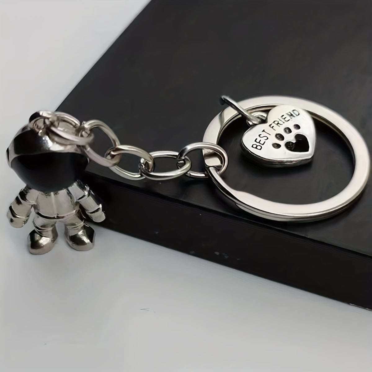 Heart Astronaut Keychain Alloy Backpack Purse Charm Key Ring