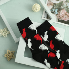 Rooster Pattern Socks Women's Mid Tube Stockings