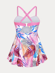  Boho Swimsuit Set Women's Plus Cut Out Top & Panty Swimsuit 2pcs Set