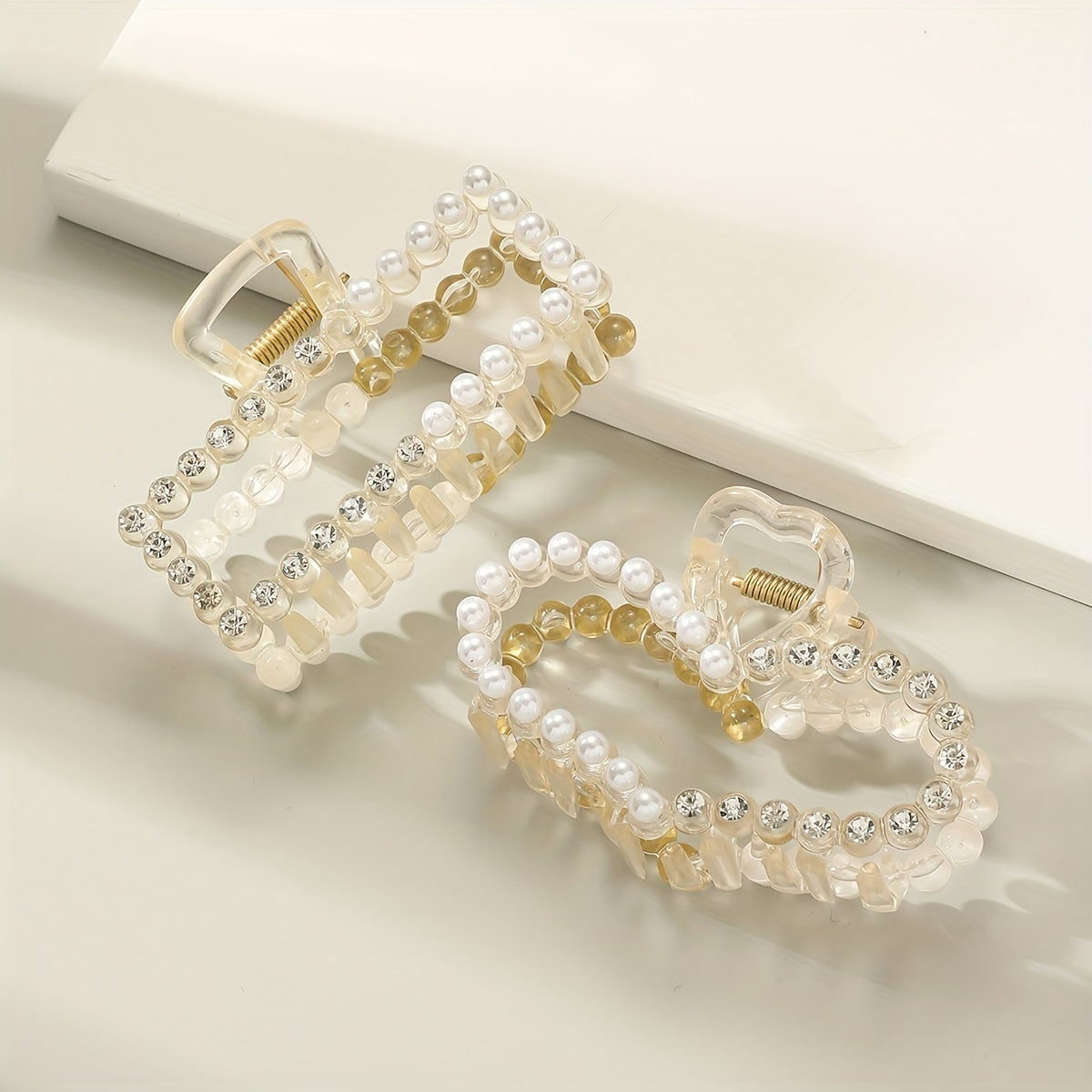 Faux Pearl Rhinestone Hair Claw Clip for Women