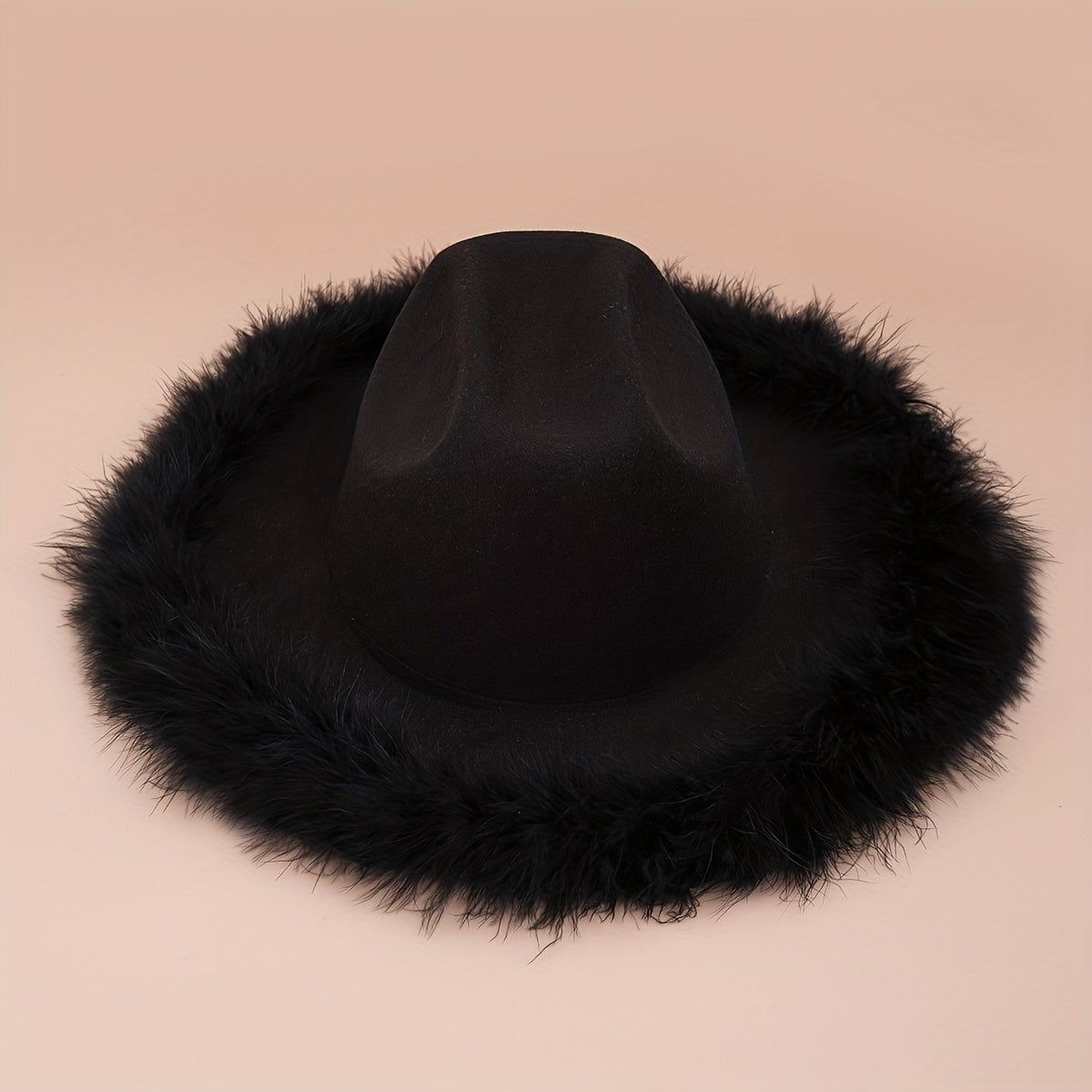 Feather Brim Cowgirl Hat Outdoor Sun Fedora Cap