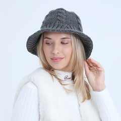 Cable Pattern Coldproof Thermal Women Knit Bucket Hat
