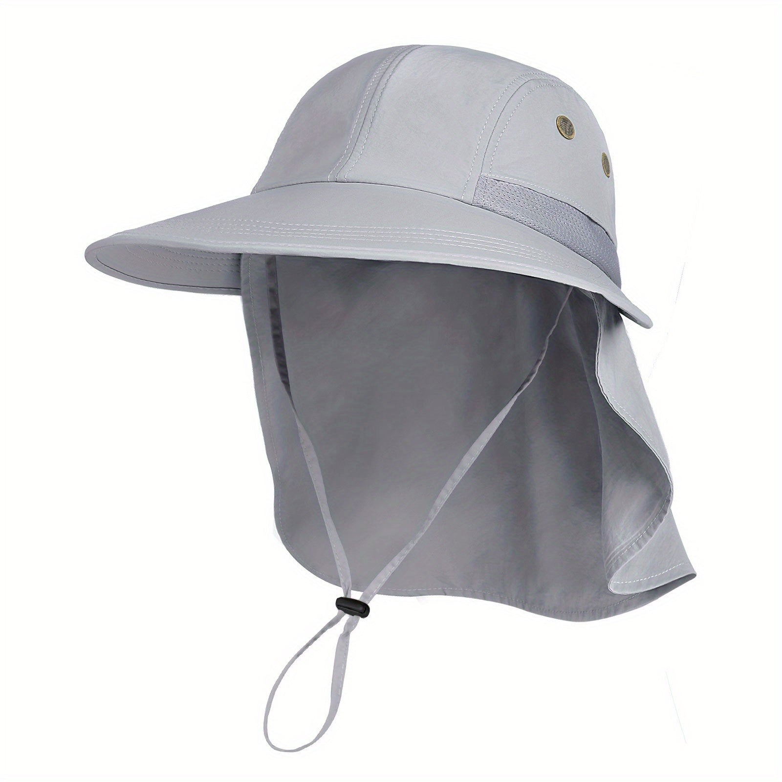 Wide Brim UPF 50 Sun Hat UV Protection Ponytail Bucket Hat With Neck Flap