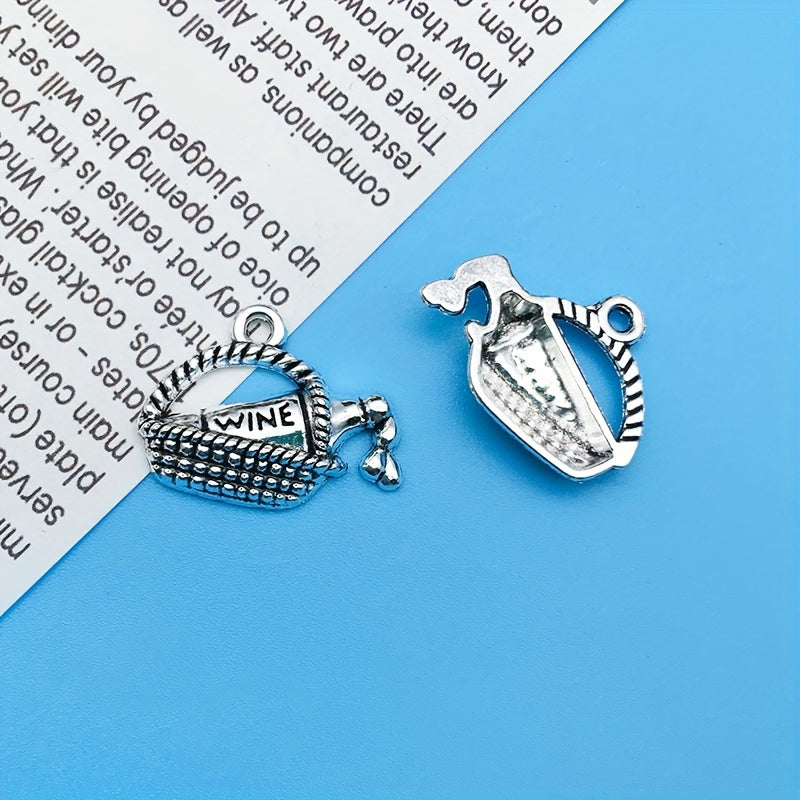 20pcs Wine Glass Barrel Bottle Charms for DIY Jewelry Making