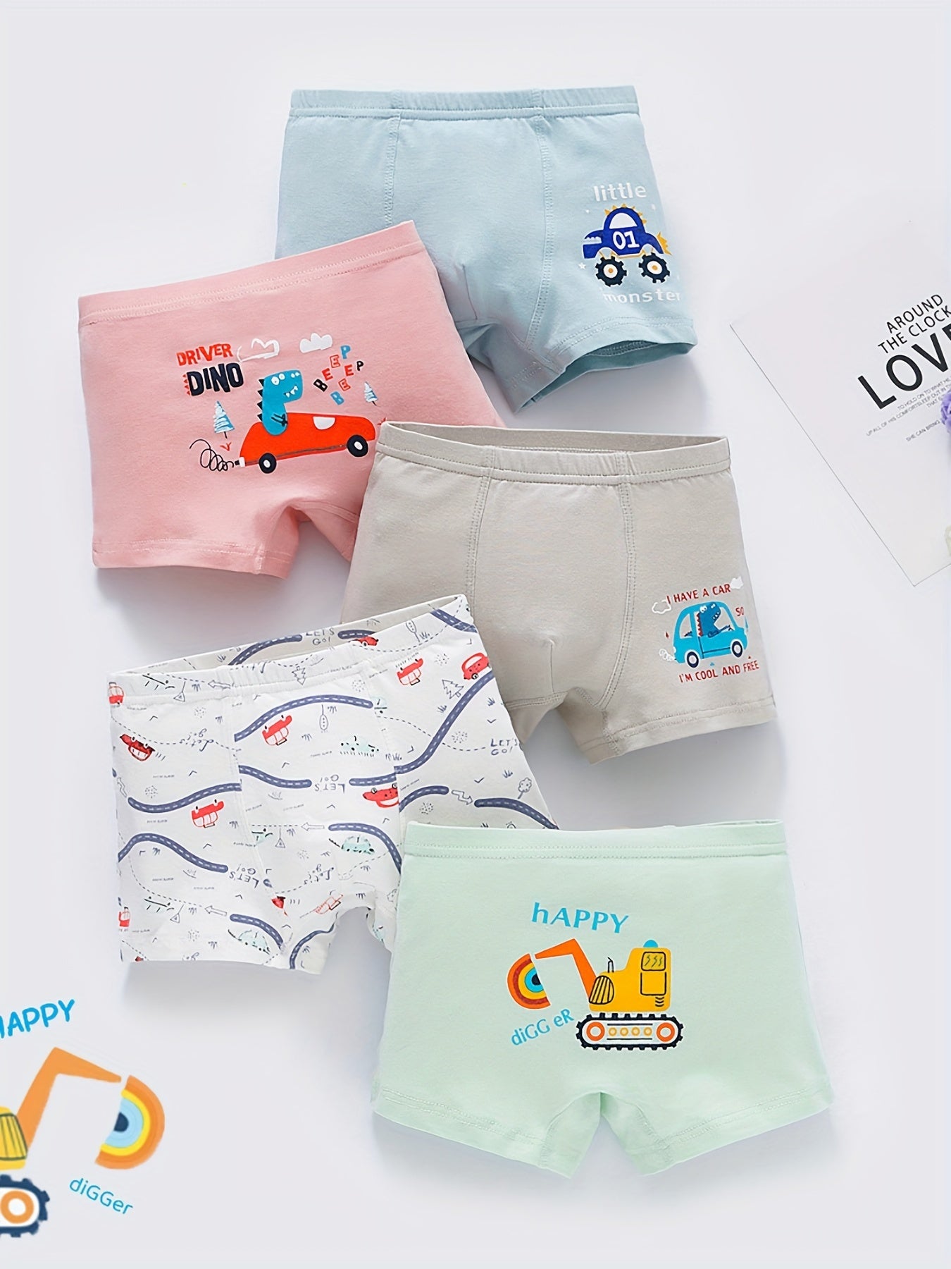 5pcs Boys Lion Print Boxer Shorts Underwear
