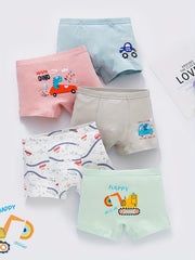 5pcs Boys Lion Print Boxer Shorts Underwear