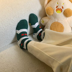 4 Pairs Geometric Pattern Socks Comfy & Breathable Women's Mid Tube Stockings