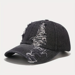 Washed Ripped Denim Peaked Cap Outdoor Sun Protection Baseball Cap