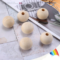 Unbleached Wooden Ball Bead DIY Accessories Necklaces No Holes 100pcs