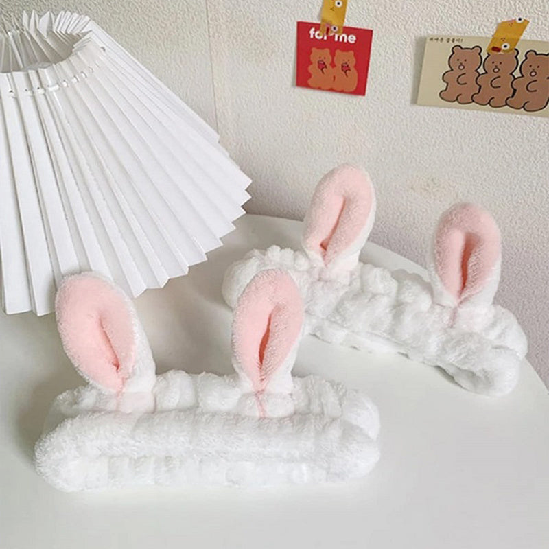 Coral Velvet Rabbit Ears Hairband for Women