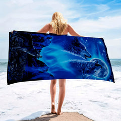 Wolf Pattern Beach Towel Fast Drying Lightweight