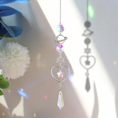 Bird Crystal Pendant Moon Sun Catcher Wind Chime Garden Decor