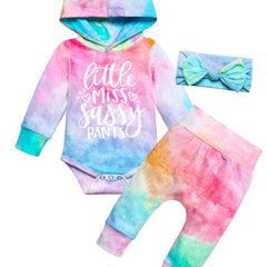 Baby Girls Tie Dye Hooded Bodysuit Sweatpants Set
