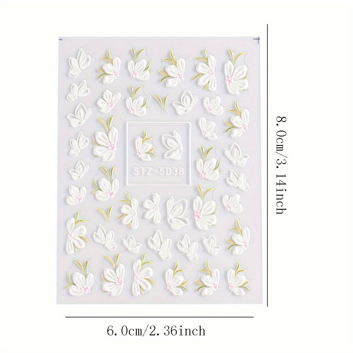 3D Embossed Floral Nail Stickers for Nail Art - Matte Finish