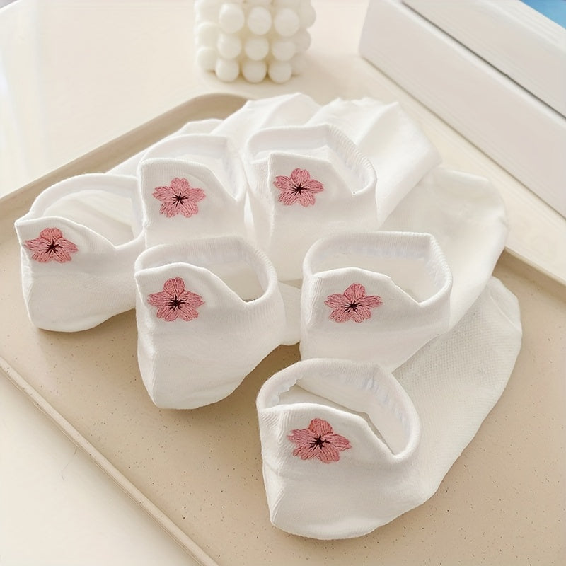 5 Pairs Floral Print Socks Low Cut Ankle Socks Women's Stockings