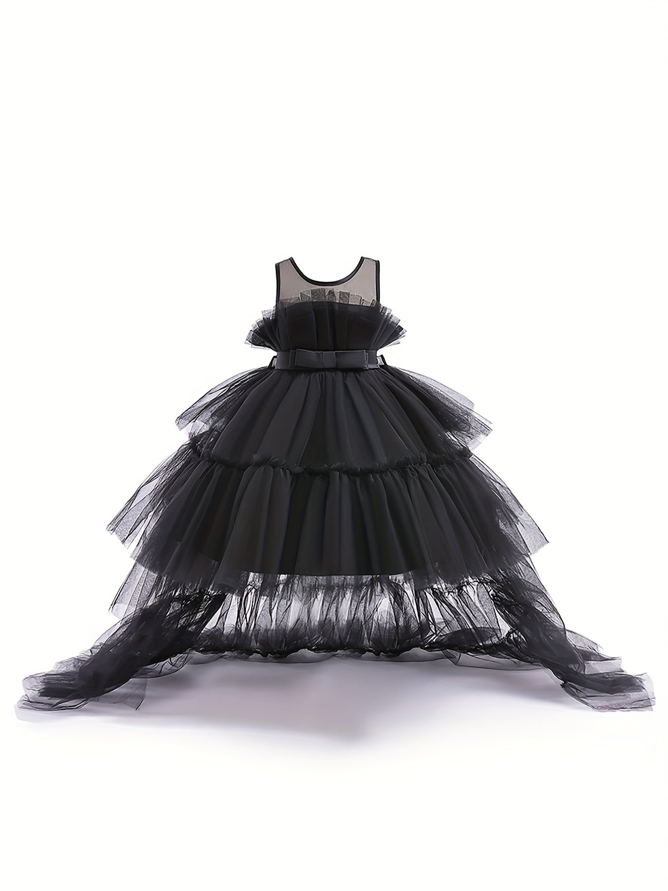 Flower Girl Tutu Gown Extra Long Tail Puffy Princess Dress