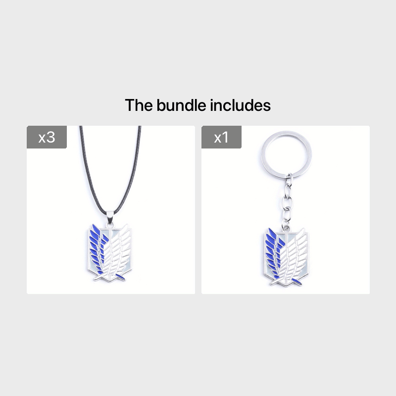 Anime Cartoon Wings Pattern Necklace Keychain Alloy Jewelry