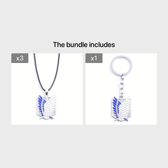 Anime Cartoon Wings Pattern Necklace Keychain Alloy Jewelry