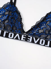 Floral Lace Triangle Bra & Suspender Panty Lingerie Set