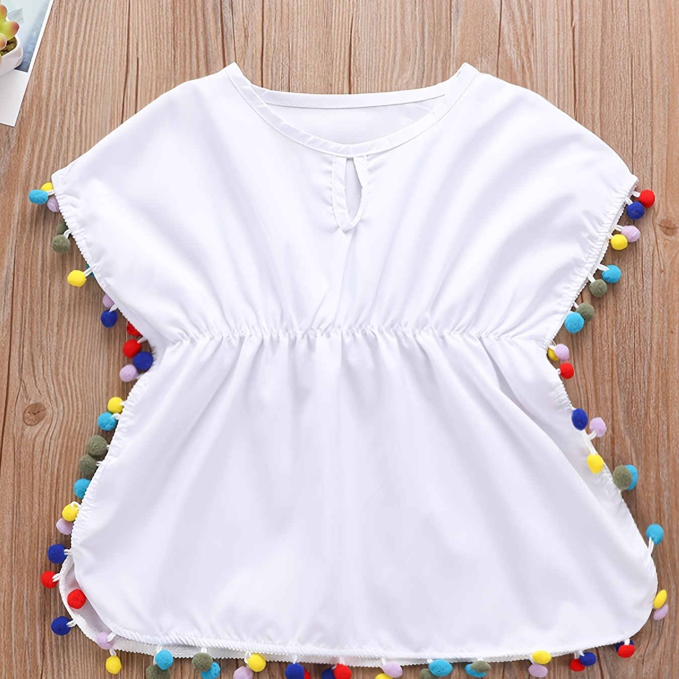 Baby Girls Casual Pompom Swimsuit Cover Up