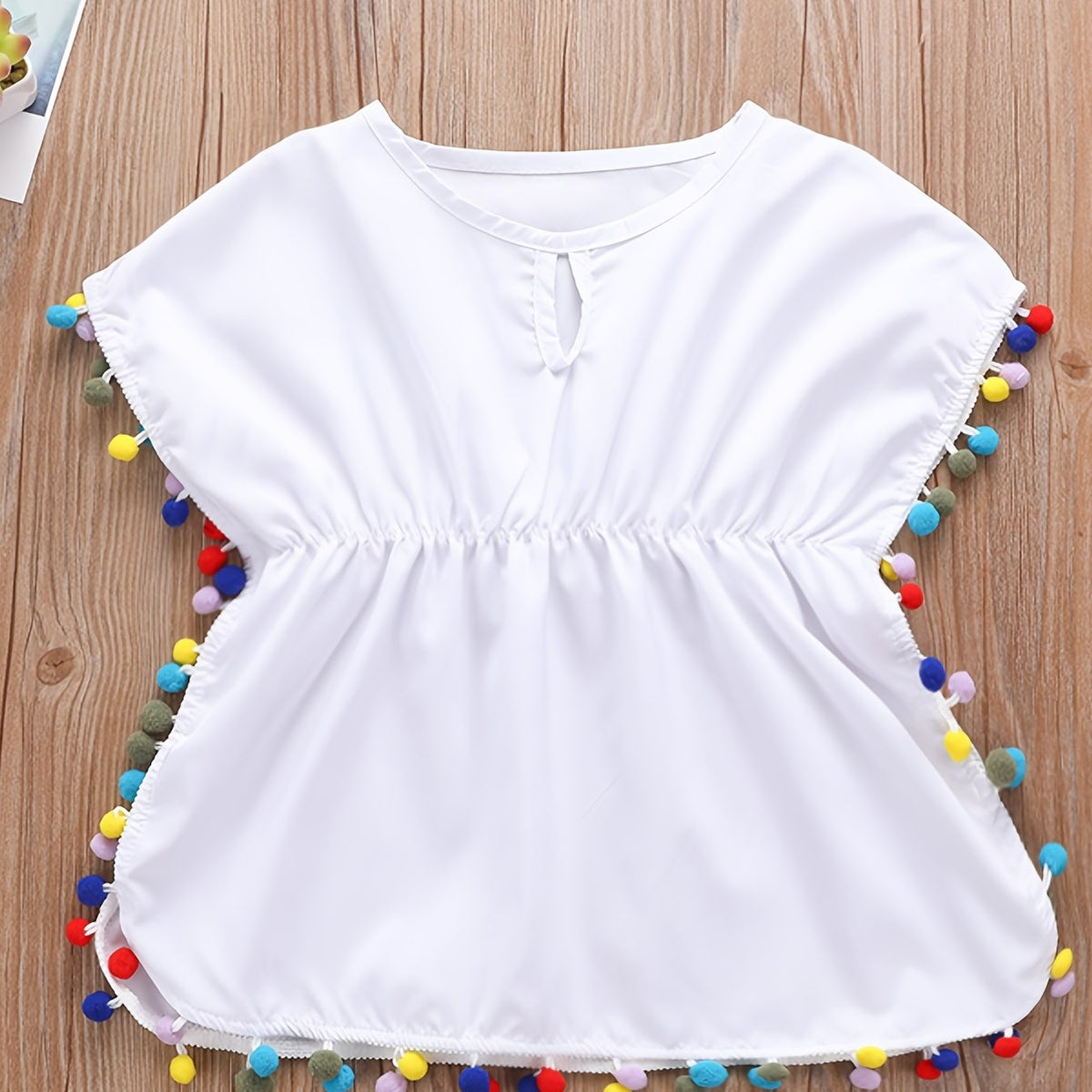 Baby Girls Casual Pompom Swimsuit Cover Up