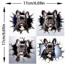 French Bulldog Wall Stickers 4-in-1 Decals for Trucks Waterproof Car Decals