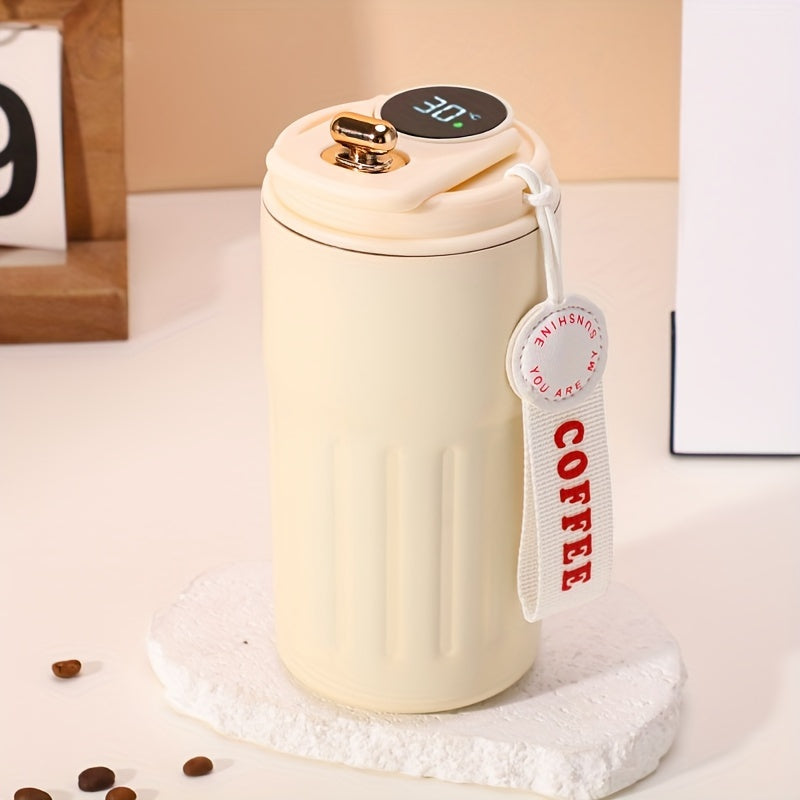 5oz Insulated Coffee Mug with Temp Display, Travel Cup, Metal Landscape Theme