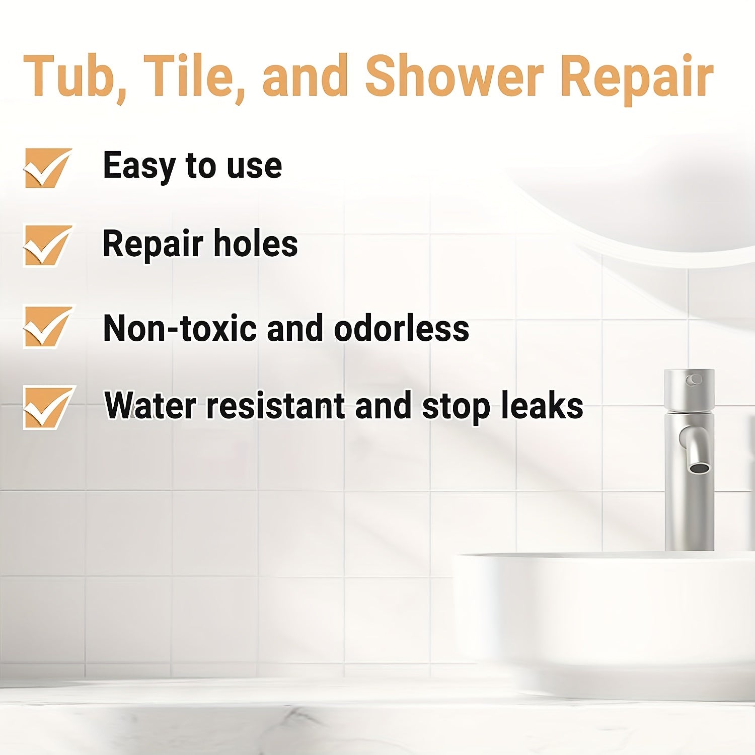 VERN Tub Repair Kit - Fixes Fiberglass, Acrylic, Porcelain, Tile