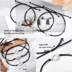 Sun Moon Star Woven Bracelets Set of 3