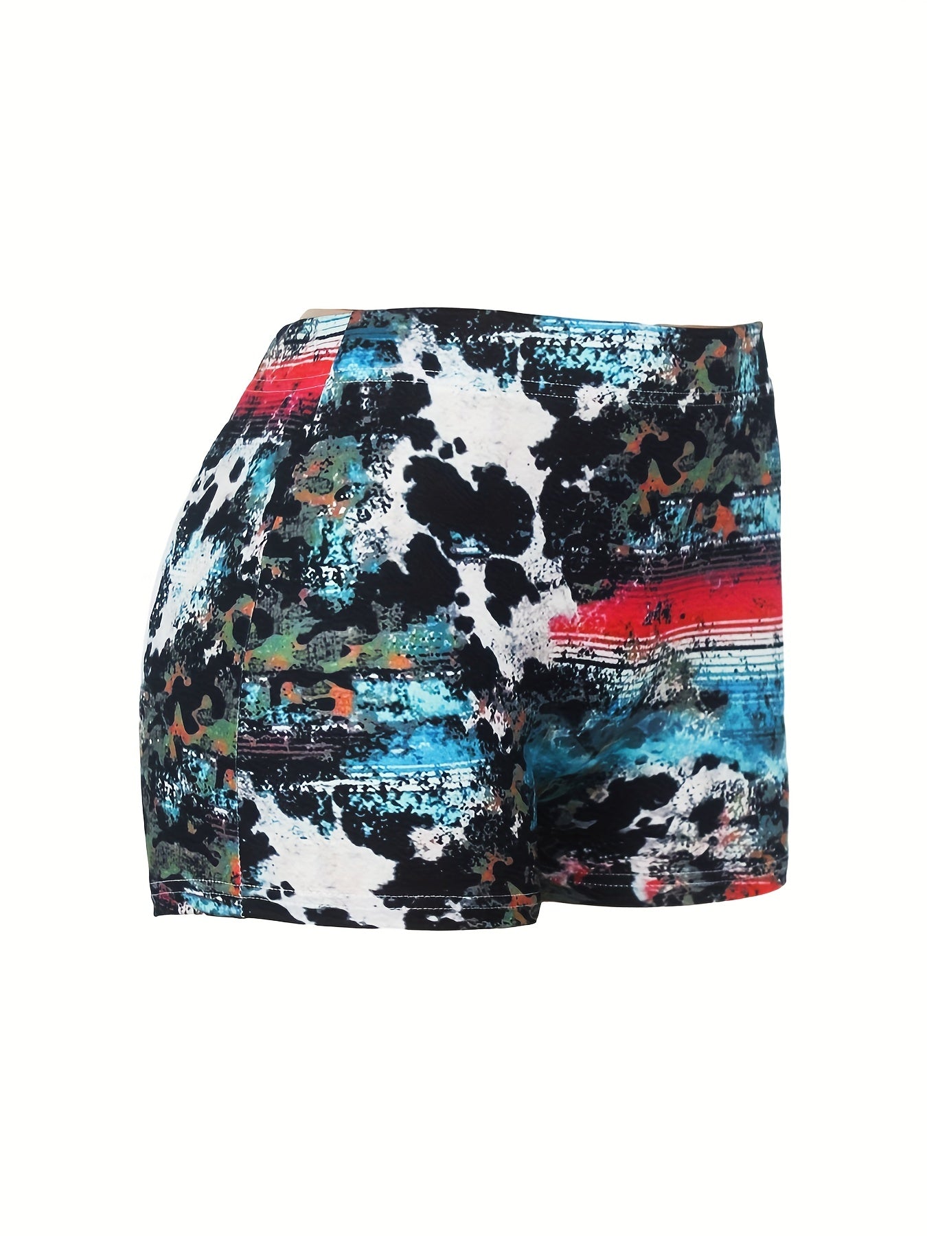  Cross Print Tie Dye Stretch Shorts
