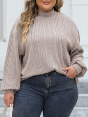  Casual Knit Top Solid Lantern Sleeve Round Neck Jumper