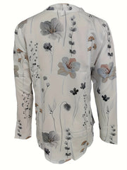  Floral Print Long Sleeve Tunic Shirt