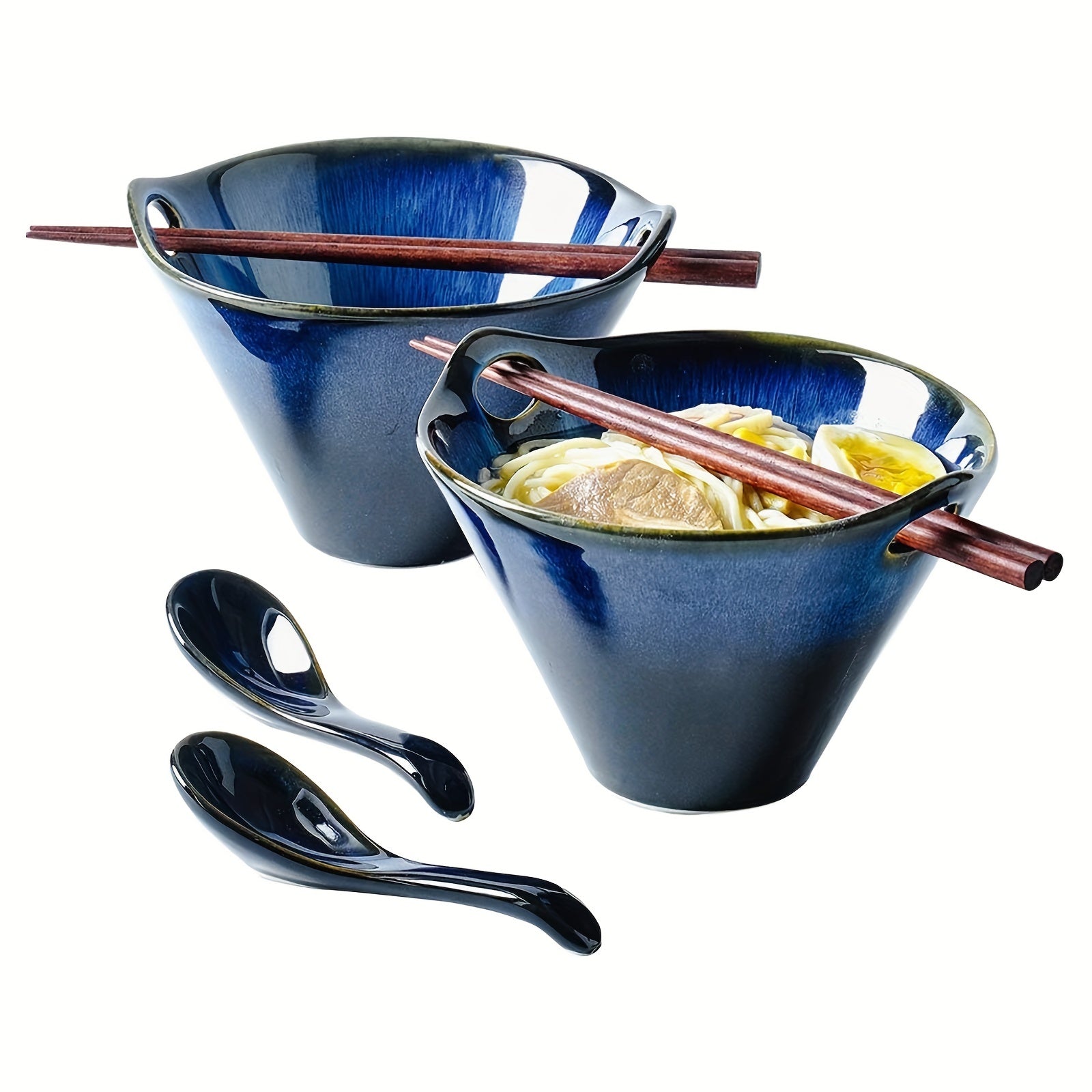 2pcs Ceramic Large Ramen Bowl Set 20oz Porcelain Soup Noodles Pho Udon Salad