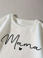 Letter Print Pullover Sweatshirt Crew Neck Fall Winter Women's Clothing