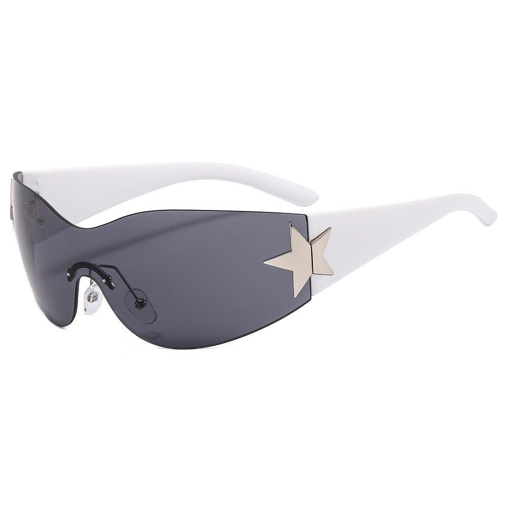 Rimless Y2K Sunglasses Wrap Around Oversized Frameless Sun Glasses