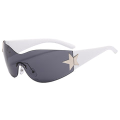 Rimless Y2K Sunglasses Wrap Around Oversized Frameless Sun Glasses