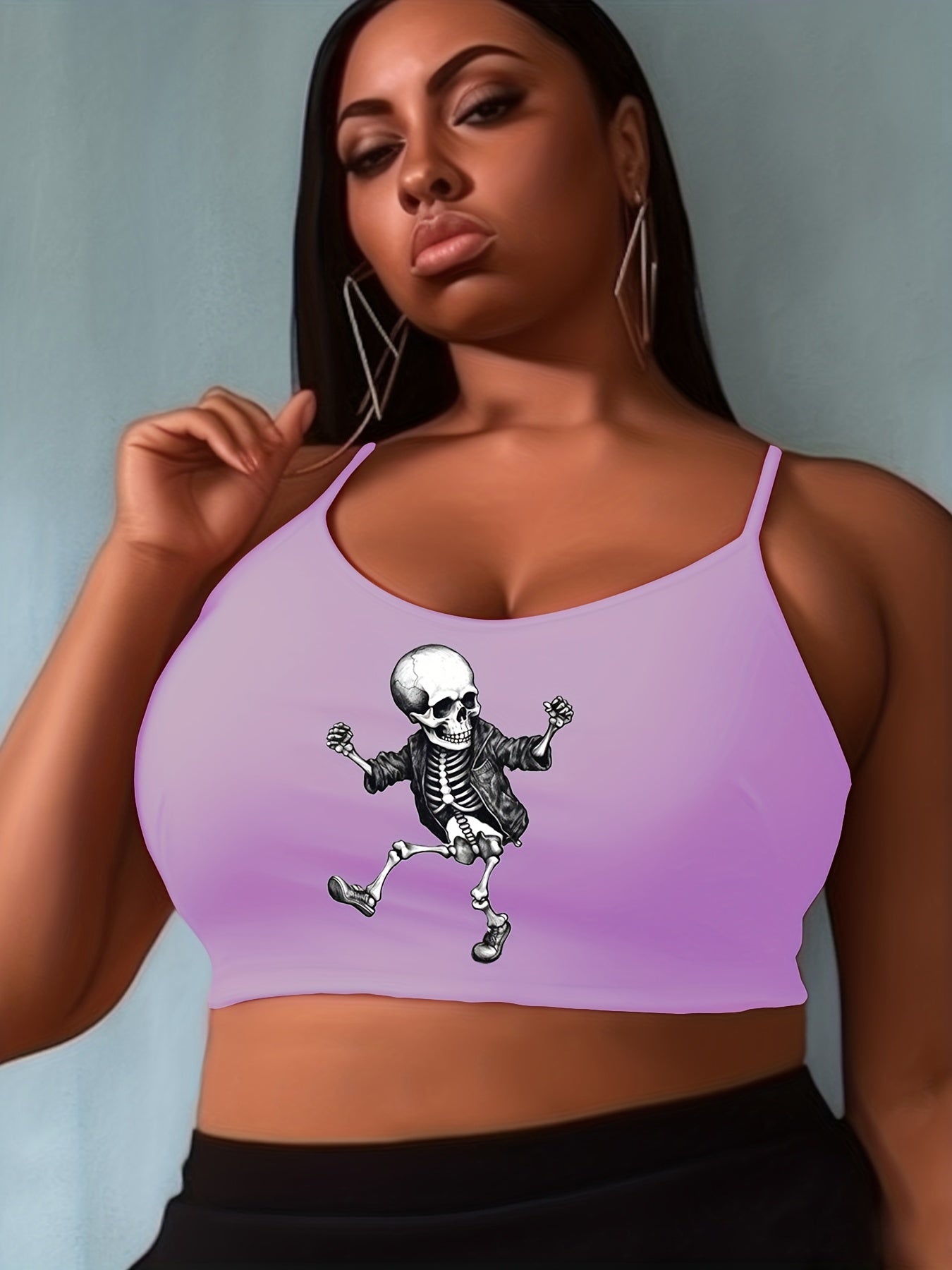  Halloween Skull Print Cami Top Women's