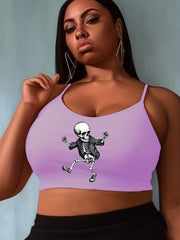  Halloween Skull Print Cami Top Women's