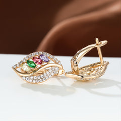 Marquise Cut Multicolor Stone Clip On Hook Earrings CZ Drop Dangle