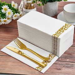 50pcs Golden Floral Disposable Hand Towels for Weddings