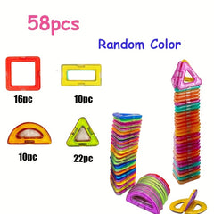 58pcs Magnetic Toy Kids' Magnetic Building Blocks Learning Puzzle Toys