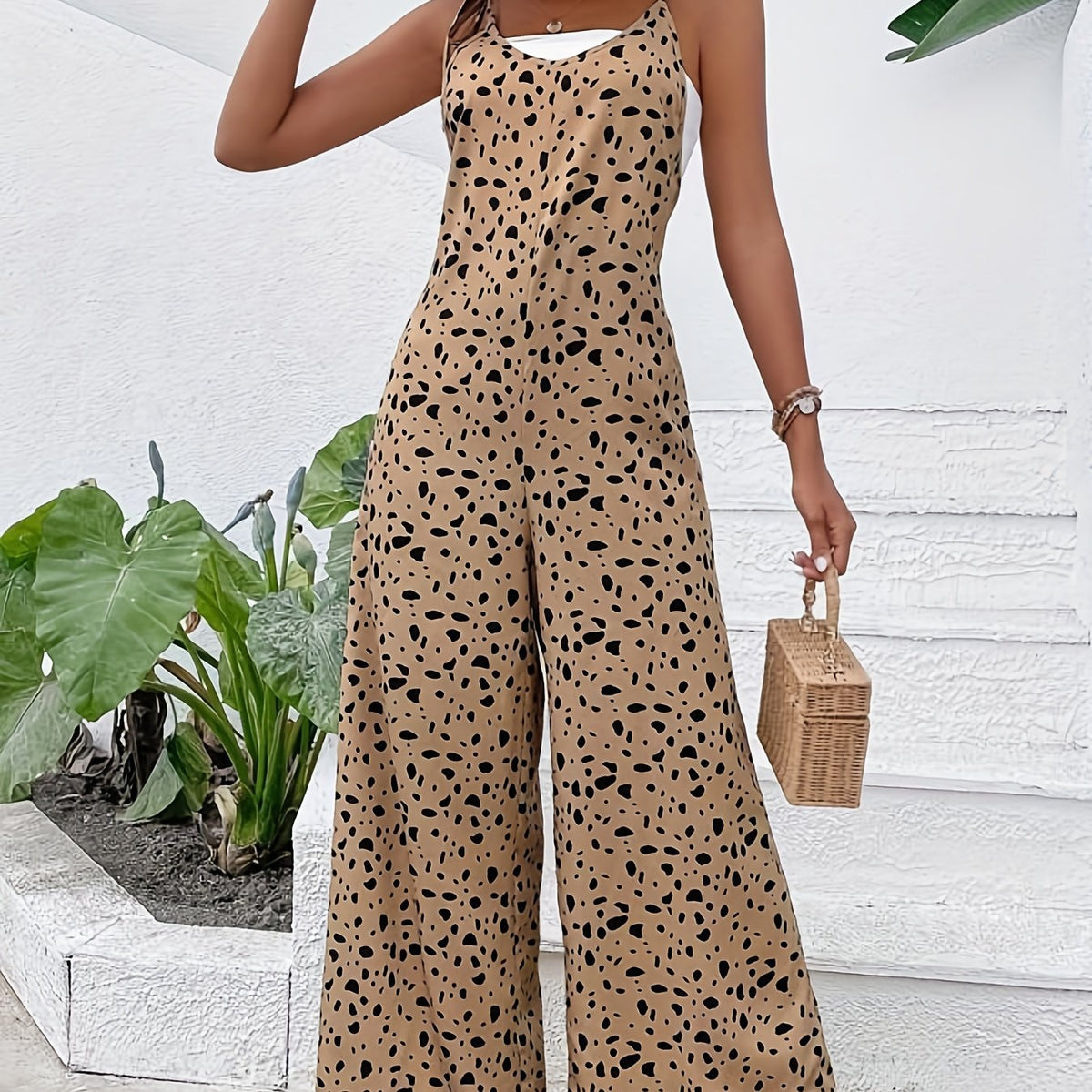 Wide Leg Jumpsuit Sleeveless Tied Cami Jumpsuit Women's Clothing