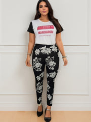 Floral Print High Rise Stretch Leggings