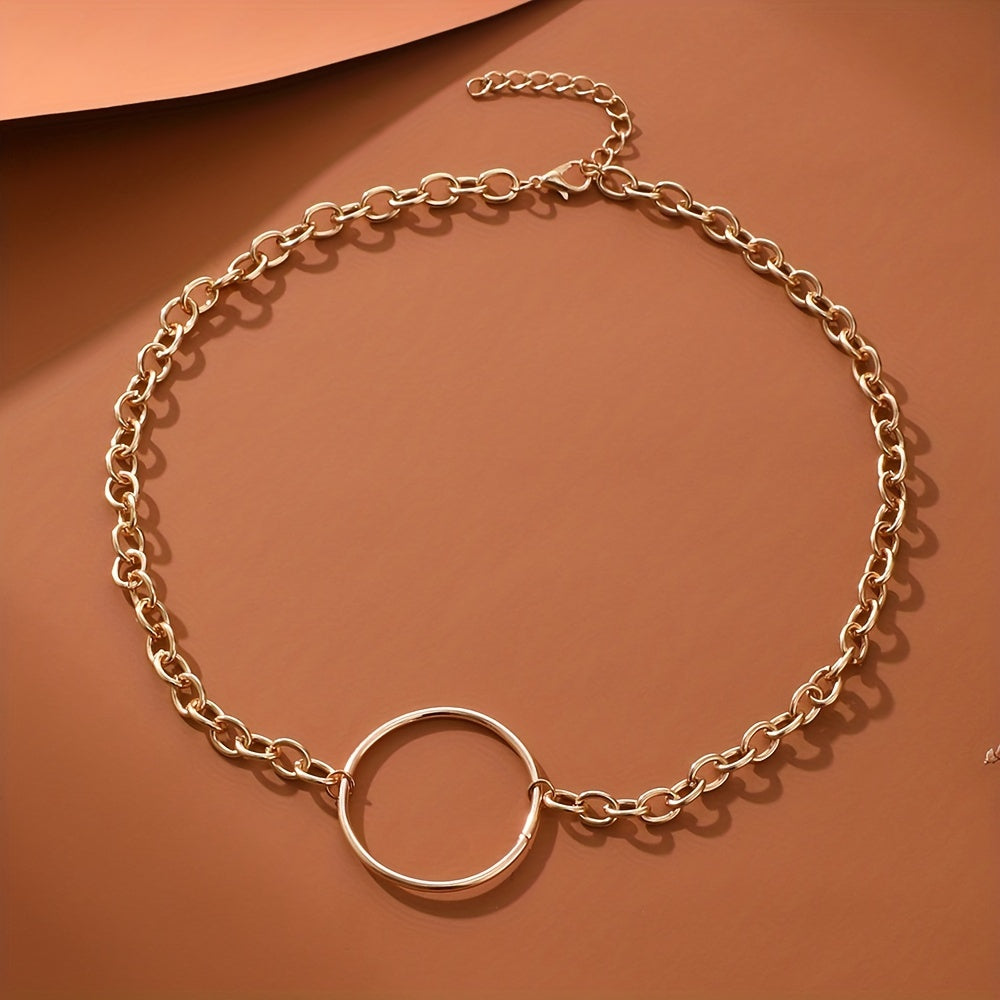 Women's Golden Round Hollow Necklace Daily Decor Ornament