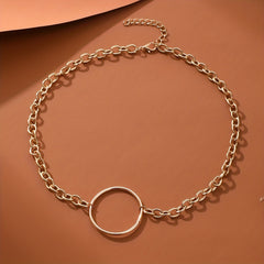 Women's Golden Round Hollow Necklace Daily Decor Ornament